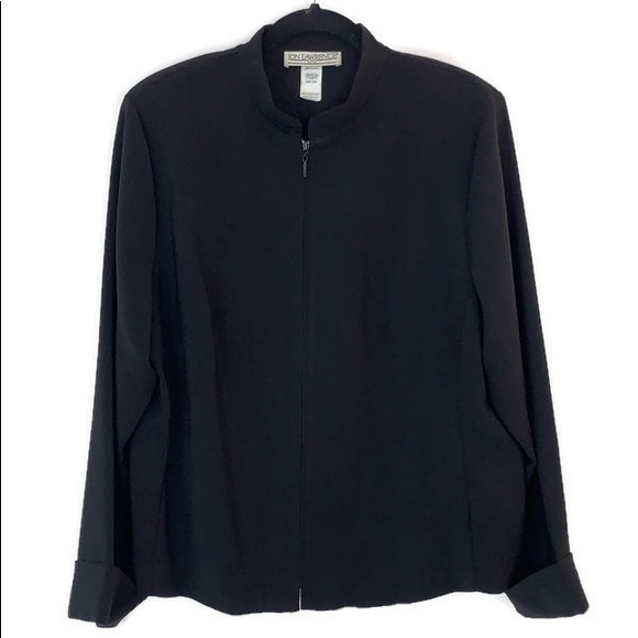 Jon Lawrence Ltd. Zip Front Mock Neck Blazer w/ Shoulder Pads - Picture 2 of 6